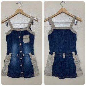 Pinkhouse Girls Denim Overall Dress Size 12 Colorblock Blue